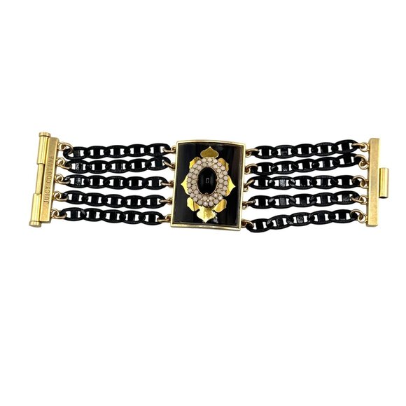 Rare Vintage Juicy Couture Black & Gold Bracelet with Pull Pin Closure - Picture 1 of 16